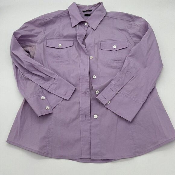 Theory Lavender Button Down Long Sleeve Shirt Size Medium FLAW - Picture 1 of 5
